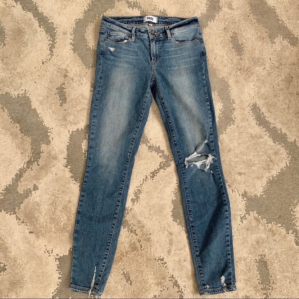 Paige Skinny Distressed Denim Jeans Size 27